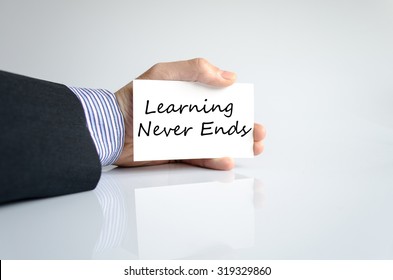 Learning never ends text concept isolated over white background