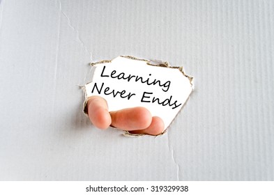 Learning never ends text concept isolated over white background