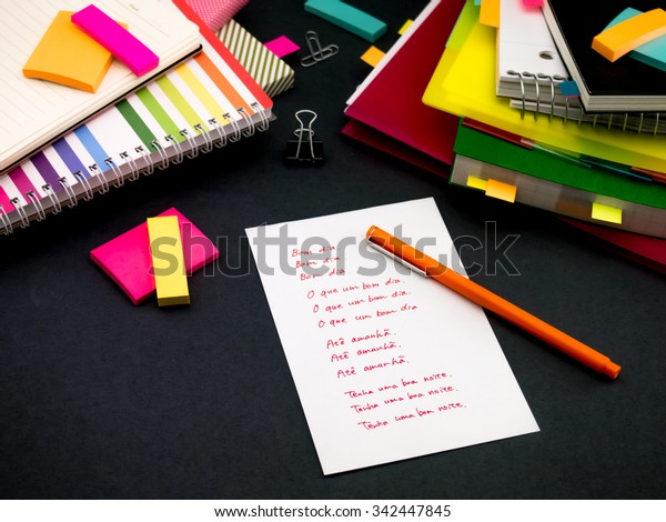 Learning New Language Writing Words Many Stock Photo Edit Now