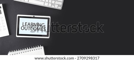 Learning Outcomes text. Business concept