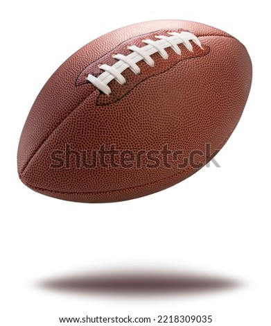 Leather American football ball isolated on white background, American football ball sports equipment on white With work path.