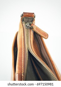 Leather Bag With Broken Zipper