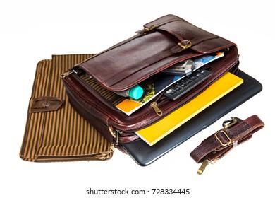 Leather Bag Three In One Style Briefcase,backpack,and  Messenger Style Made From High Quality Leather For Executives. Available With Clipping Path