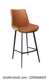 Leather Bar Stool Isolated On White Background