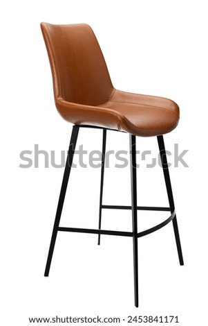 Leather bar stool side view isolated on white background