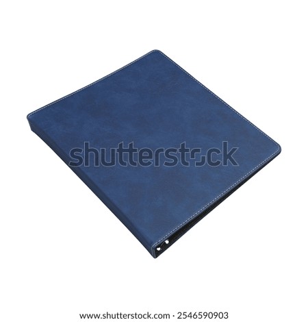 Leather binding, leather folder cover mockup, office stuff. Concept shot, top view, isolated white background