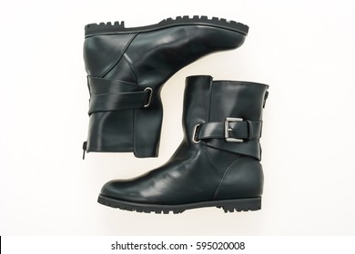 Leather Boots Isolated On White Background Stock Photo 595020008 ...