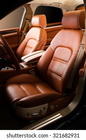 Leather Car Seat Close Up Photo