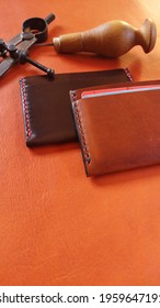 Leather Card Holder Handmade With Vegetable Tanned Leather In Natural Colours. Hand Stitched. Leather Wallet. Men's Wallet