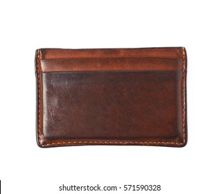 Leather card holder wallet isolated over the white background