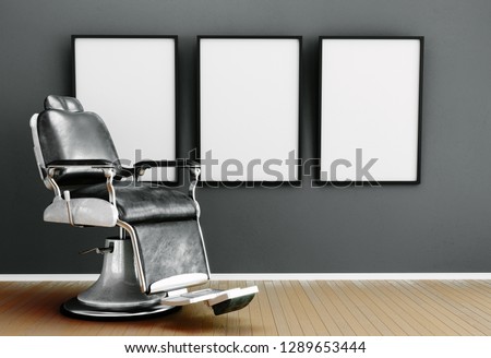 Leather chair in barber shop background.