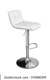  Leather And Chrome Bar Stool Isolated On White