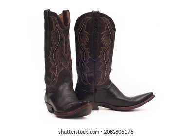 Leather cowboy boots on white background - Powered by Shutterstock