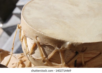 Leather Craft Drum, In Local Market Of Mexico