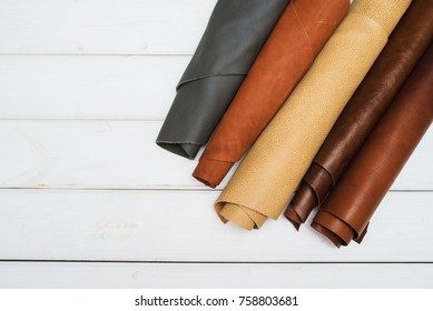 Leather craft. Work table of leather
