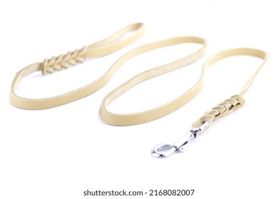 Leather Dog Lead Isolated On A White Background 