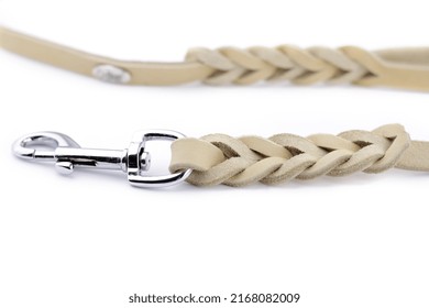 Leather Dog Lead Isolated On A White Background 