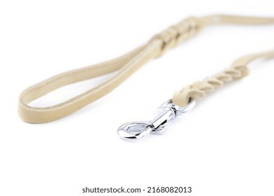 Leather Dog Lead Isolated On A White Background 