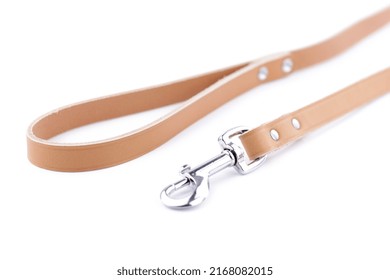 Leather Dog Lead Isolated On A White Background 