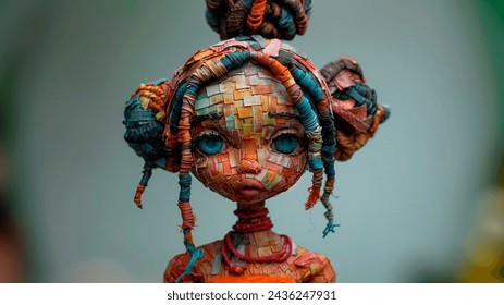 Leather Doll, Leather Patchwork, Handmade