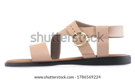Leather female sandals isolated on white