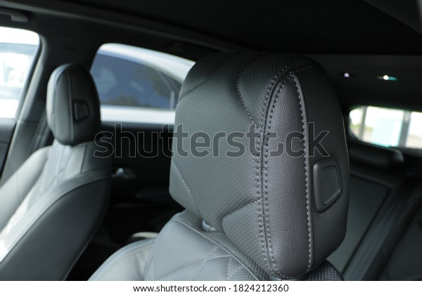 Leather headrests in a\
luxury french car