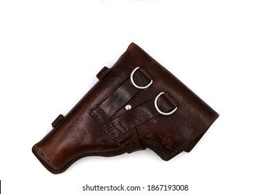 leather holster for a pistol on a white background