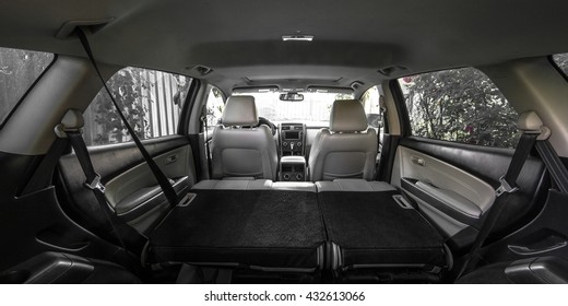 Leather Interior Of The Car, Rear View