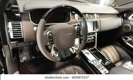 Leather interior, seats, steering wheel - Shutterstock ID 1835873137