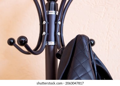 Leather Jacket Hanging On A Hanger Close Up