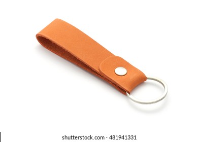 Leather Key Chain Isolated On White Background