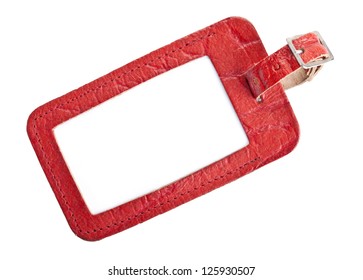 Leather Luggage Tag Isolated On White Background