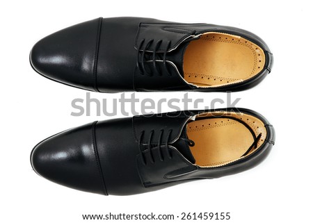 leather men's shoes on white background.
