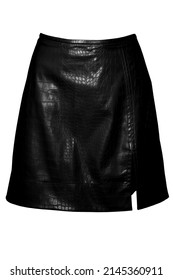 Leather Mini A-line Black Fashionable Street Style Skirt In Mini Length Isolated On The White Background, Ghost Mannequin Photo