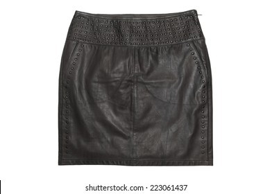 Leather Mini Skirt On White