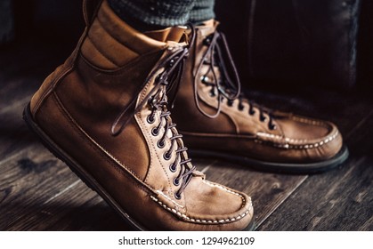 Leather Moccasin Boots