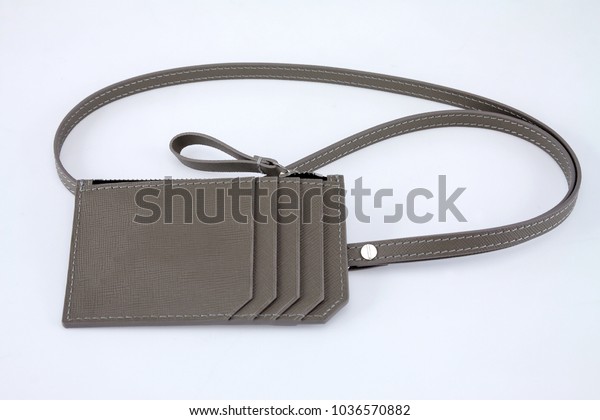 Leather Name Tag Credit Card Holder Stock Photo Edit Now 1036570882