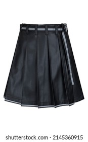 Leather Pleated A-line Mini Fashionable Street Style Skirt In Mini Length Isolated On The White Background, Ghost Mannequin Photo