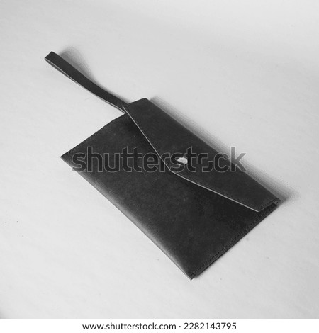 Leather Pouch bag isolated on white background