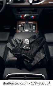 Leather Racing Gloves And Car Ignition Key