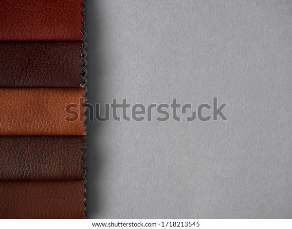 Leather samples in various\
colors.