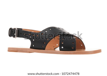 women’s leather sandals isolated on white background