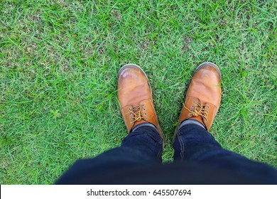 Leather shoes on green grass - Powered by Shutterstock