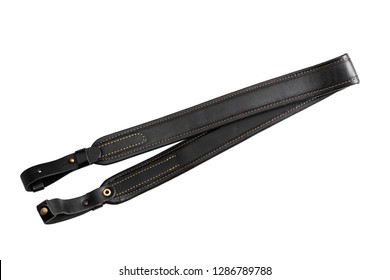 Leather Shoulder Strap For A Gun Isolated On White Background