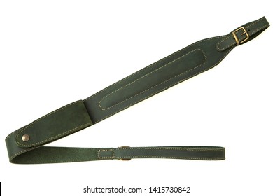 Leather Shoulder Strap For A Gun Isolated On White Background