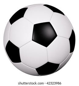 Leather soccer ball isolated on white with clipping path