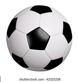 Leather soccer ball isolated on white with clipping path