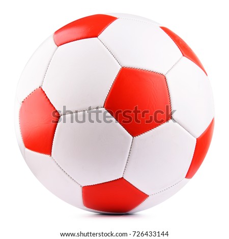 Leather soccer ball isolated on white background.