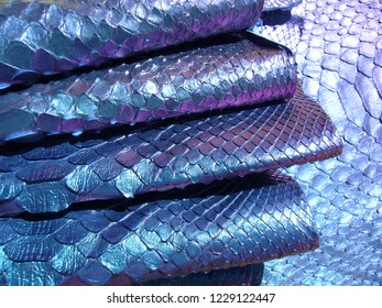 Leather Texture Light Blue Python Skin Stock Photo 1229122447