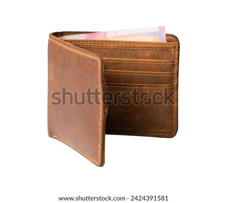 leather wallet with money isolated